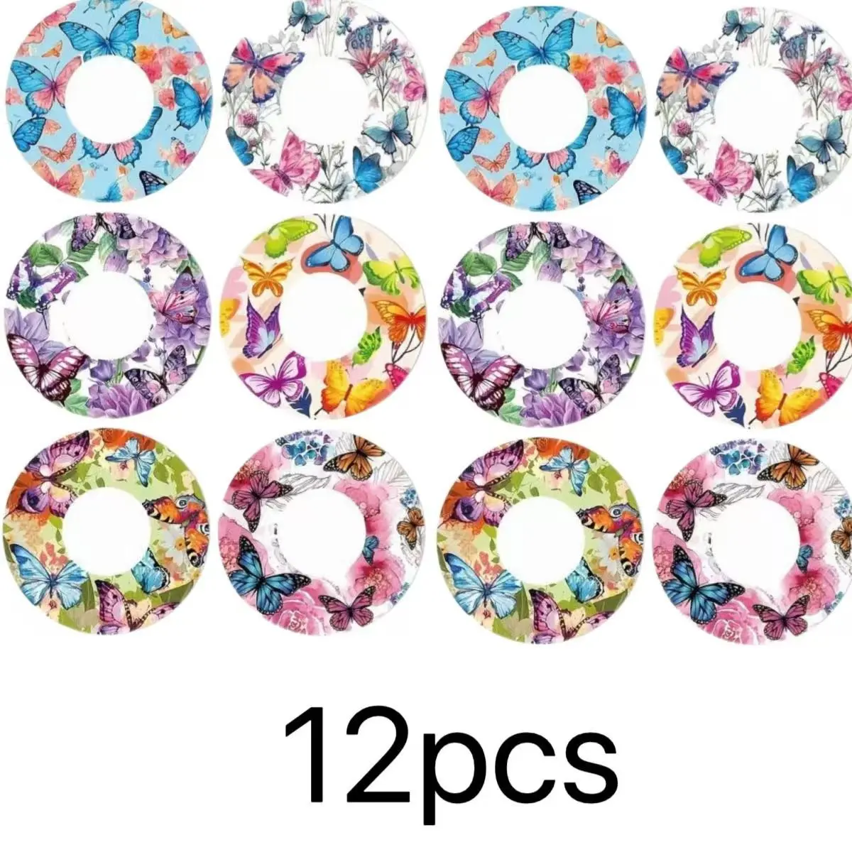 12-Piece Butterfly Theme Adhesive Patches, Cgm Sensor Cover for Continuous Glucose Monitoring, Easy-Clean Material Design, Convenient, Cleanability