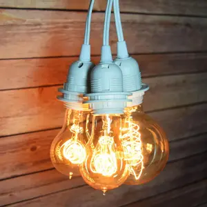 Triple Socket White Pendant Light Lamp Cord for Lanterns, Switch, E26, 19 FT