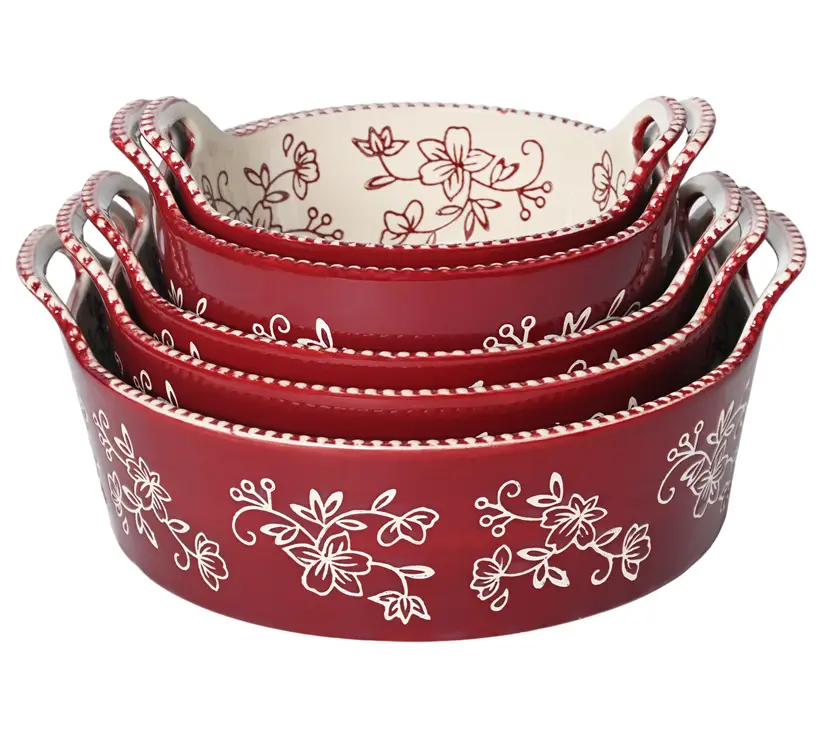 Temp-tations Floral Lace 5-Piece Round Nestable Bake and Serve Set