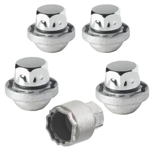 Ford Bronco (no Raptor) 2021-2026 Wheel-Locks Lug nut Kit M12 X 1.5 Thread Size - Set of 4 Lug Nuts + 1 Key - Farad GalaxyLock H/M Chromed