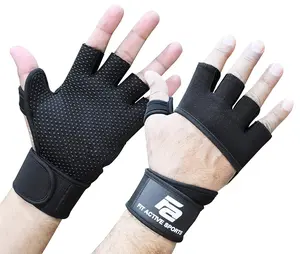 Fit Active Sports RX2 Workout Gloves with Built-in Wrist Wraps for Men and Women