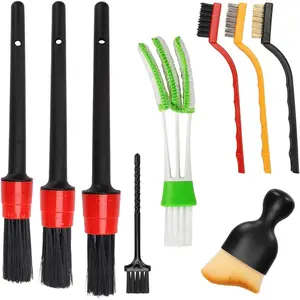 Auto  Detailing Brush Set  Interior Cleaning Kit Includes 3  Detail Brush,3 Wire Brush, 3 Air Vent Brush for Cleaning  Interior Exterior, Dashboard Engines Leather Wheel