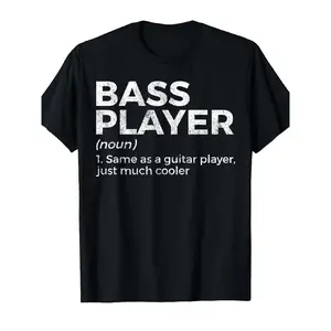 Funny Bassist T-Shirt - Bass Player Definition Joke Music Band Tee - Soft Breathable 100% Crew Neck Shirt with Bassist Graphic - Unisex Adult & Youth Sizes - Black with White Print - Relaxed Fit for Concerts, Practice - Gift for Bassists &