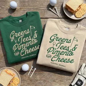 Embroidered Golf Lovers Sweatshirt Greens Tees Pimento Cheese, Augusta Georgia Embroidery Crewneck,Masters Inspired Gift Vintage Golf Outfit