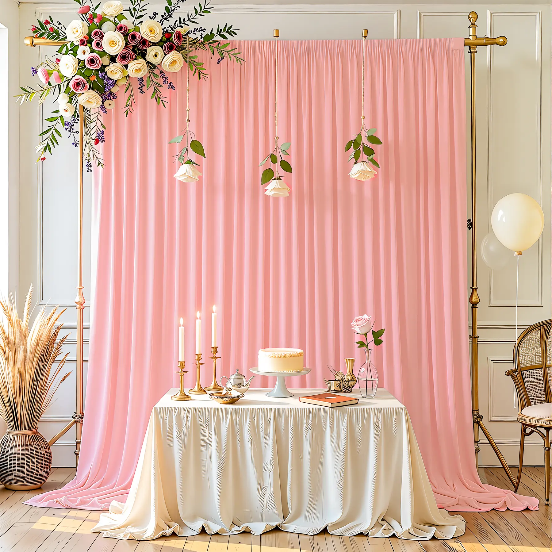 2 Pack 5x12FT Solid Wrinkle-Free Polyester Backdrop Curtains - Easy Install, Quick Hang, Stable Hold, Smooth Drapes for Wedding, Birthday, Graduation | Banners, Festive Party Supplies Deals, Party Decor Props，homeessential，BackToSchool，sohochic