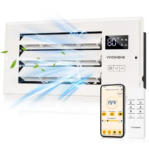 VIVOHOME Register Booster Fan WIFI App & Remote Control - With Adjustable Louver - Smart Thermostat & 10-Speed - AC Vent Fan for Floor, Ceiling, Wall - Quiet Operation (White)