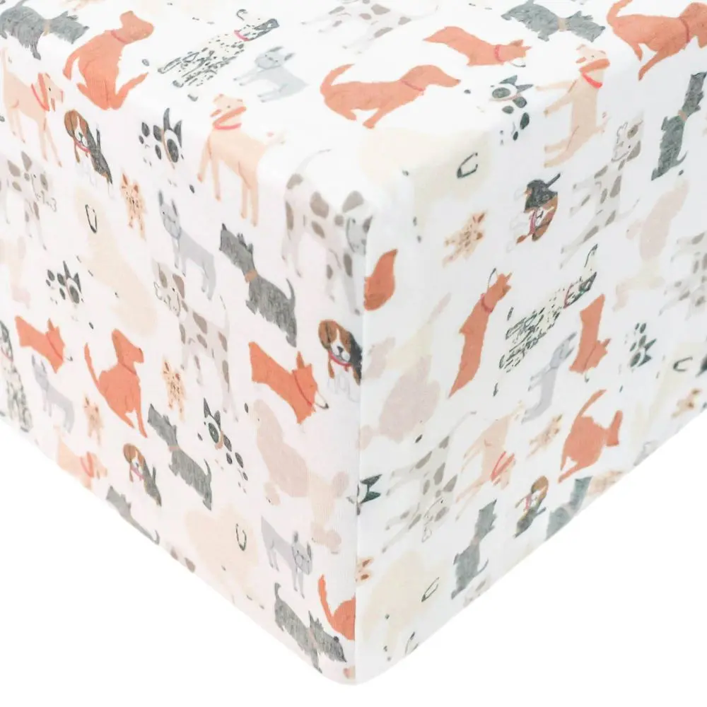 Copper Pearl Premium Knit Crib Sheet - Rufus, Polyester Blend Jersey Rayon, Fits 9" Depth Mattresses, Animal Pattern, Machine Washable, Baby Registry Present, Perfect Shower Gift