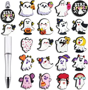 20 count Halloween  Focal Beads, Ghost Focal Beads Cute Halloween  Bead for Pens   Making Bracelet Necklace Craft Lanyard DIY Accessories