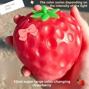 Non-Toxic Large Color Changing Strawberry Squishy Toy | UV Light Activated Squeeze Fidget Toy | Soft Stress Relief Sensory Toy | for Kids Boys Girls Teens Adults | for School Home Office Travel | Cute Fruit Decompression Gift Toy tiktokshopspringglowup