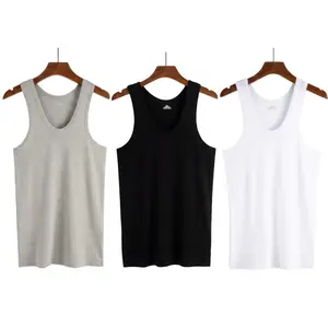Harkapy Men's Basic Tank Tops 3-Pack Breathable Cotton Undershirts Soft Sleeveless Shirts with Elastic Fabric for Everyday Wear Black White Gray
