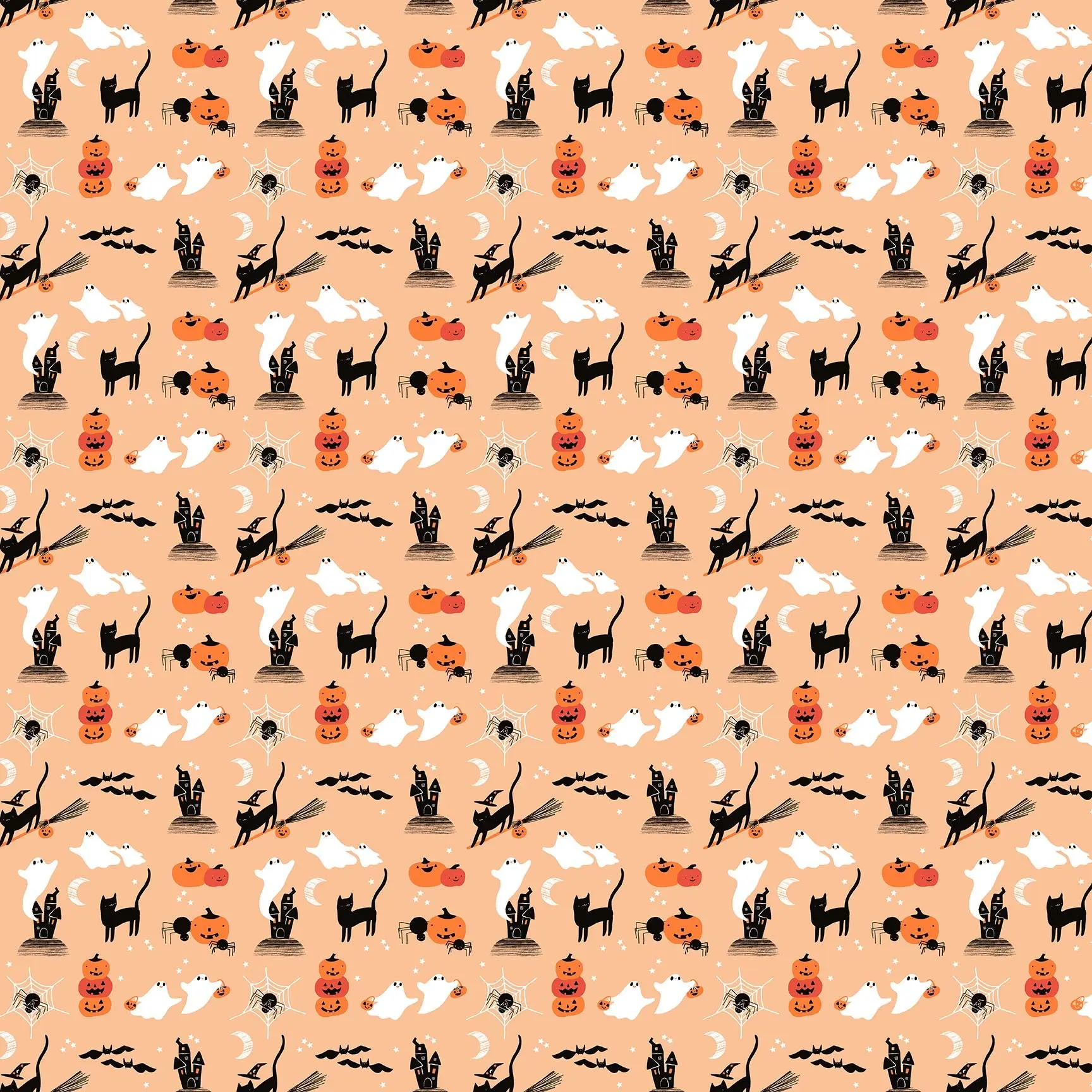 Fabric FIGO Orange Castles Glow in the Dark Sweet Treats by the Quarter Yard 91260G-56