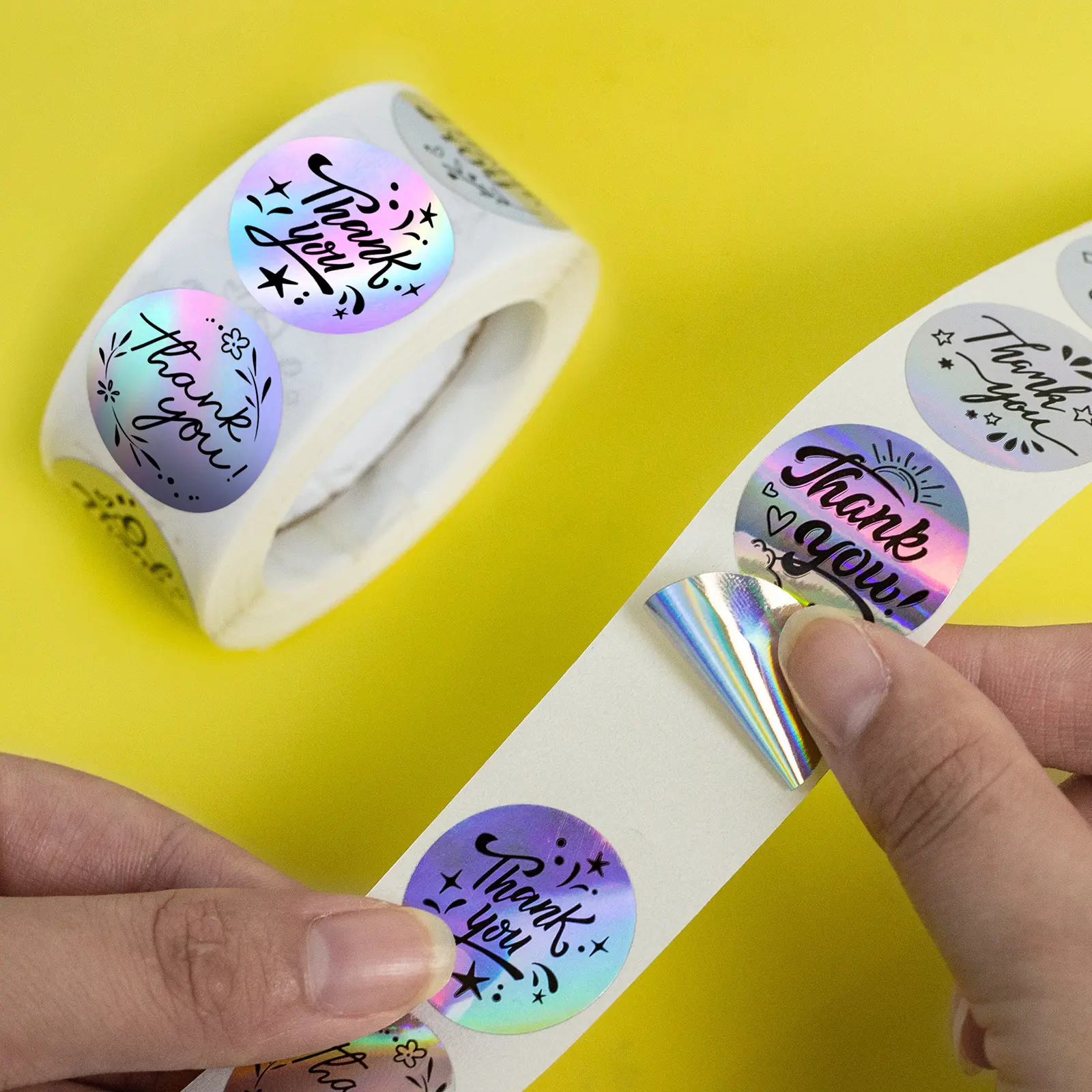 500 sheets/roll Laser Thank You sealing stickers 1-inch thank you label stickers