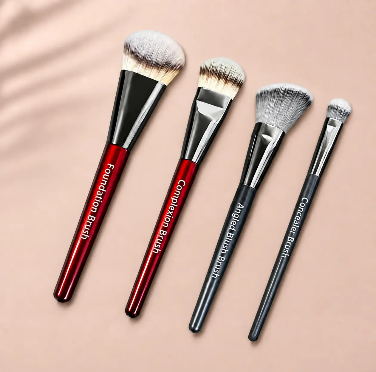 BK 4-Piece Face Makeup Brush Set, Soft Fiber Brushes for Liquid, Cream & Pressed Powder, Smooth Buffing and Blending for Everyday Makeup, Gift for Makeup Lovers