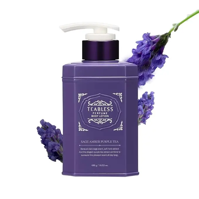 TEABLESS Perfume Body Lotion Sage Amber Scent, Herbal Ceramides, Anthocyanins,Soothe&Moisturize the skin. 16.9Fl Oz 480g