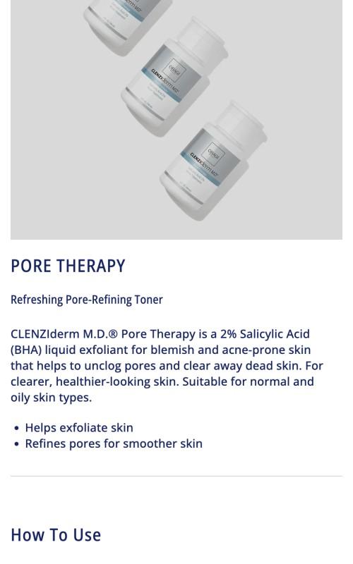 Obagi Medical CLENZIderm M.D. Pore Therapy Exfoliating BHA Toner – Acne Treatment Unclogs Pores with 2% Salicylic Acid