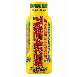 3x Tweaker Energy Extra Strength Tropical Twist - Sports Drink Liquid Shot Caffeinated Beverage Performance Focus Alertness Alert Vitamins Taurine Supplement Workout Fitness Gym Gym Fuel Bundle Bulk Wholesale Lot High Caffeine 2oz 3ct