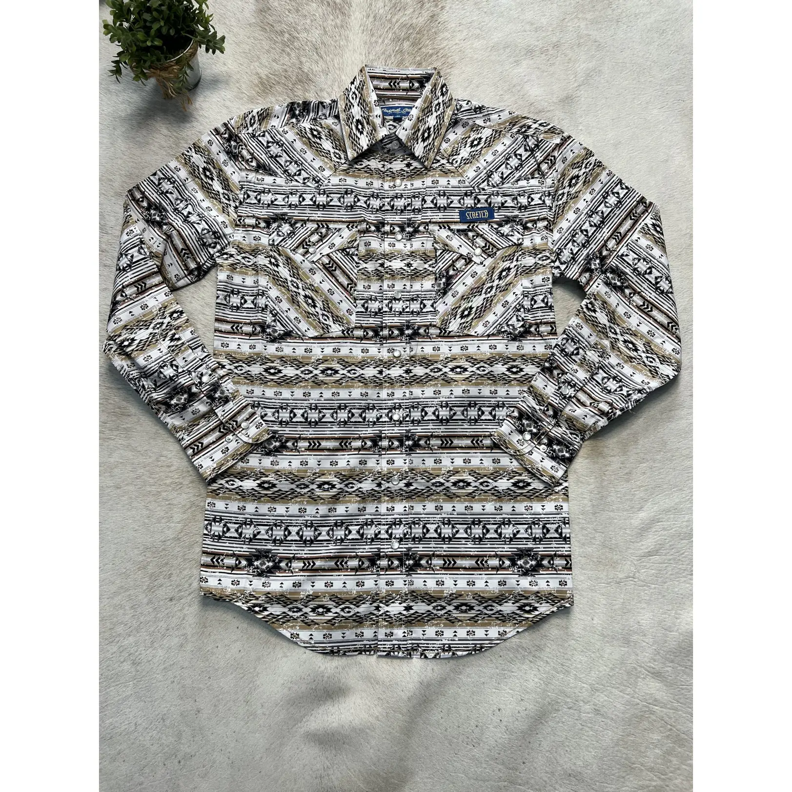 Panhandle Rough Stock Mens Long Sleeve Snap Tan