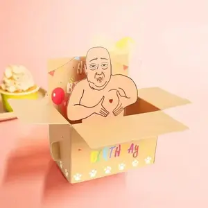 Funny Birthday Pop-Up Card with Heart Balloons and Colorful Paper, Humorous 3D Character Design, Includes Envelope, Perfect Gift, Funny Dad Card, Fun Party Cards