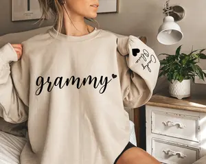 Personalized Grammy Sweatshirt with Kids Names on Sleeve, Personalized Grammy Sweater, Grandma Gift from Grandkids, Grandma Gift Crewneck Fit