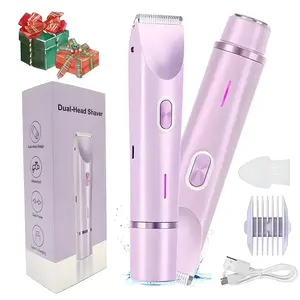 2-In-1 Dual Head Electric Shaver Trimmer, USB-C Charging, Ipx7 Waterproof, Wet & Dry Use, Home & Travel Portable Kit