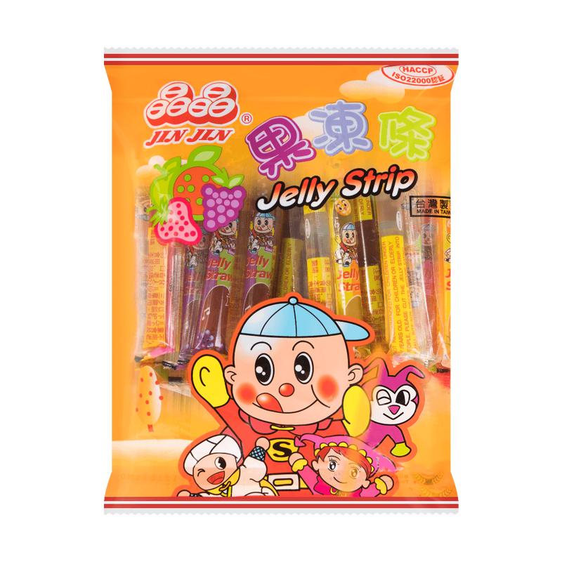 JinJin - Jelly Strip Assorted Flavors Sweet 400g / 14.10oz per Pack Low Calories 0 Fat Snack for Holiday Sharing Package Dessert Juicy Fun Fruit