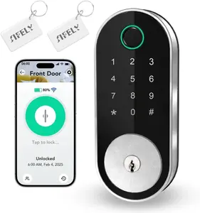 Built-in WiFi Fingerprint Smart Deadbolt with Keypad – Keyless Entry Lock for Home, Airbnb, Rental, Kids/Seniors, Remote App Access, Auto Lock, DIY Setup (No Gateway Needed), Alexa & Google Compatible
