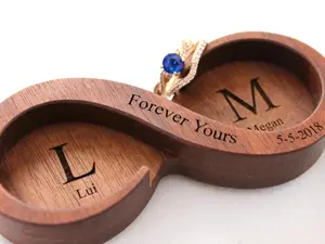 Infinity Ring Dish for Engagement- Custom Wood Ring Holder for Couples, Newlywed gifts, Engagements, Wedding, Bridal Shower, & Anniversaries