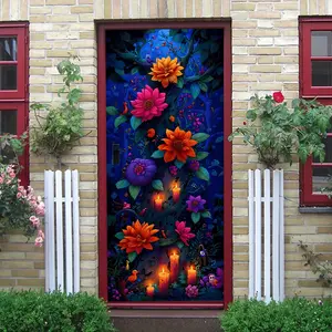 2pcs Glow in the Dark Forest Wall Stickers Creative Flower Tree Candle Pattern Decoration for Living Room Bedroom Kids Room Self Adhesive Removable Eco Friendly PVC Material