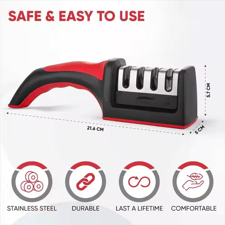 Professional 3-stage Knife Sharpening Tool With Soft Grip Handle Kitchen Knife Sharpeners Kitchen Knife Accessories Steel Stainless