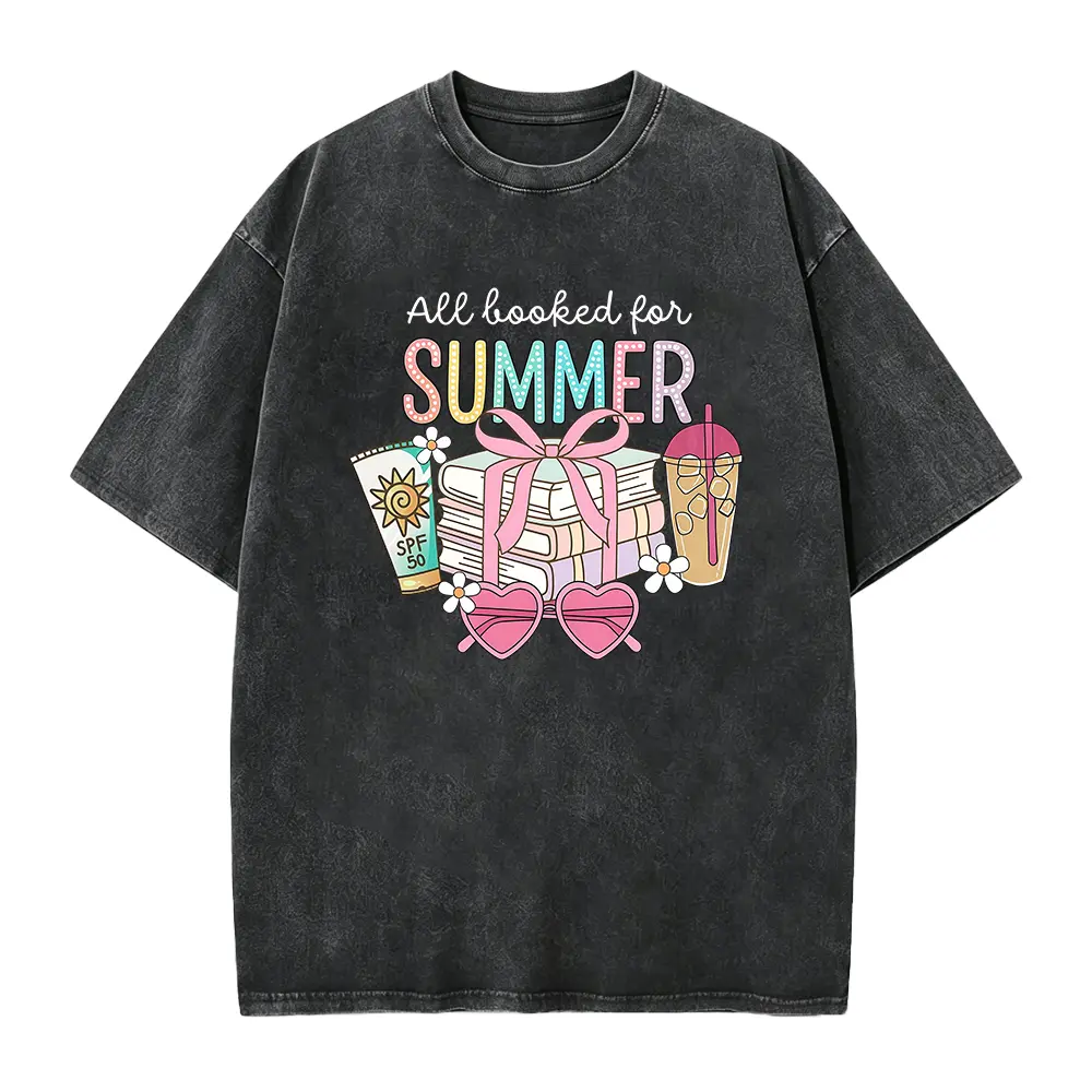 All Booked For Summer T Shirt, Bookish Summer Tee, Bookworm Gift, Teacher Shirt, Summer Reading Tee, Booktrovert Shirt, Librarian Shirt