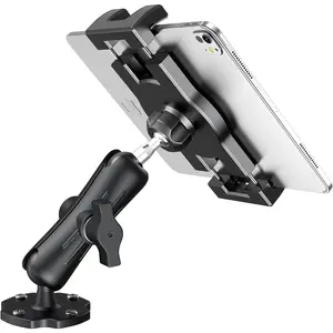 Heavy Duty Tablet Mount for Truck & Vehicle, Drill Base Tablet Holder for Truck with Aluminum Arm, Compatible with 4.7"-12.9" Tablets/iPad/Phones, iPad Truck Mount for Dashboard, Walls, Boat