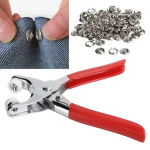 100 Sets Metal Snap Buttons Kit with Fastener Pliers Press Tool Snap Fasteners for DIY Crafts, Clothing, Hats, Sewing, and Fabric Projects