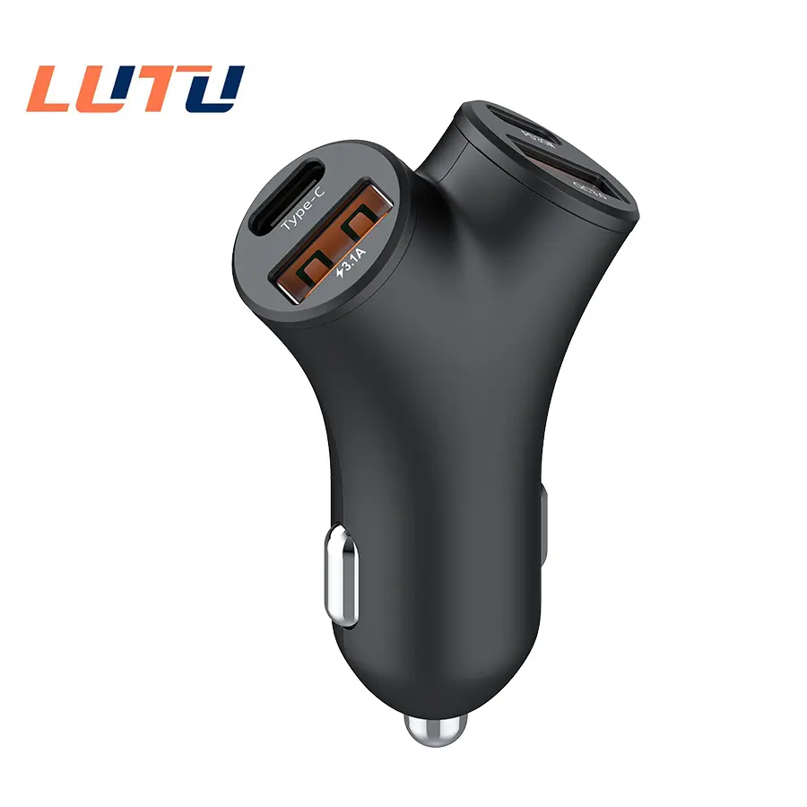 78W 4-Port Y-Shaped Car Charger, Multifunctional Rapid Charger Replacement with USB-C Port, Full-Protocol Mobile Phone Power Supply, Girly Car Electronics Accessory, Multifunctional Charger