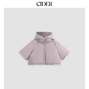 Cider [size 4-8] Hooded Solid Button Puffer Crop Jacket