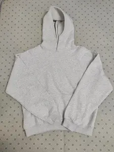 Light Grey Color Hoodie Streetwear Man Casual Tops Long Sleeve Menswear Soft Fabric Outfits Pullover Sweatshirts