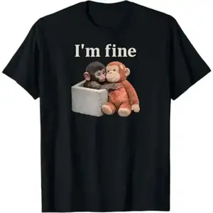 Sad Monkey Punch with an Orange Toy I'm Fine T-Shirt