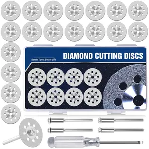 22mm 20Pcs Diamond Cutting Wheel 545 Cut Off Discs Coated for Dremel Rotary Tool with 402 Mandrel (3mm) 4pcs and Screwdriver for Stone Glass Tile Marble Cutting (22mm)