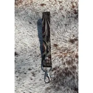 Copper leather lanyard