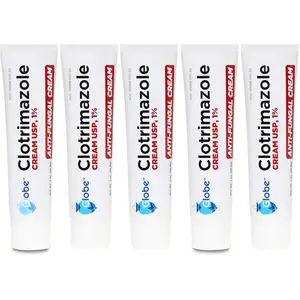 (5 pack) Globe Clotrimazole Antifungal Cream 1% (1 oz) Relieves the itching, burning, cracking and scaling associated with fungal infections | Compare to the Name Brand Active Ingredient