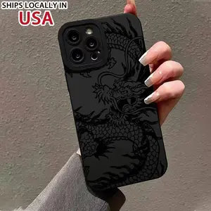 Dragon Pattern Phone Case, TPU All-inclusive & Drop-resistant Phone Protective Cover, Decorative Protector Compatible with iPhone 11 12 13 14 15 Pro Max 15 Plus