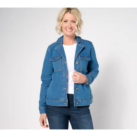 Denim & Co. Indigo Classic Stretch Denim Jacket With Pockets
