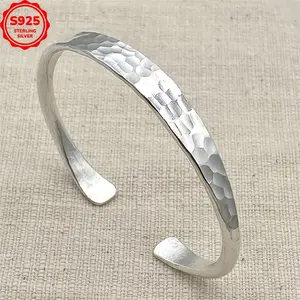 925 Sterling Silver Ripple Open Bangle Bracelet Jewelry, Women'S Fashion Elegant Daily Proposal Wedding Girlfriend Anniversary Mother'S Day Birthday Gift, Complimentary Exquisite Gift Box