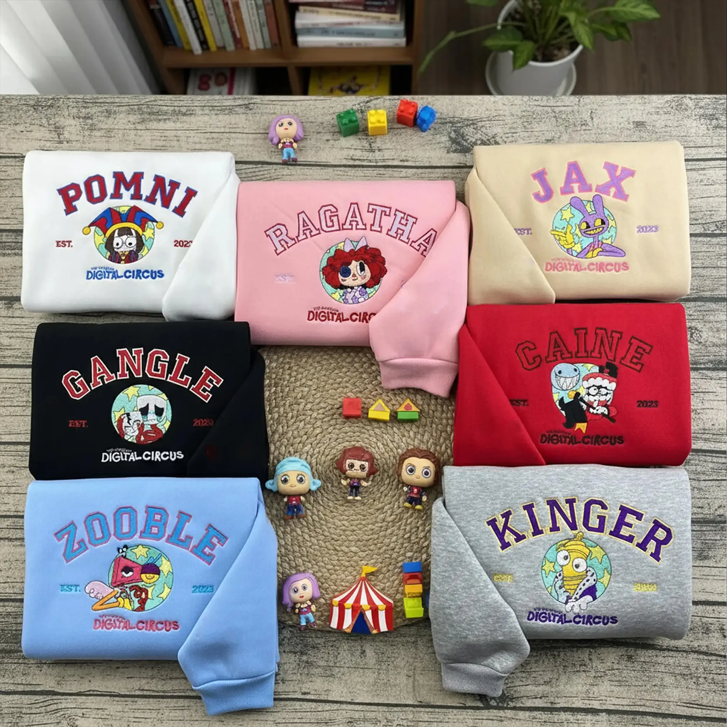 TADC Character Embroidered Sweatshirt, Embroidered Pomni Jax Ragatha Gangle Caine Kinger Zooble Crewneck Sweatshirt, Gamer Gift