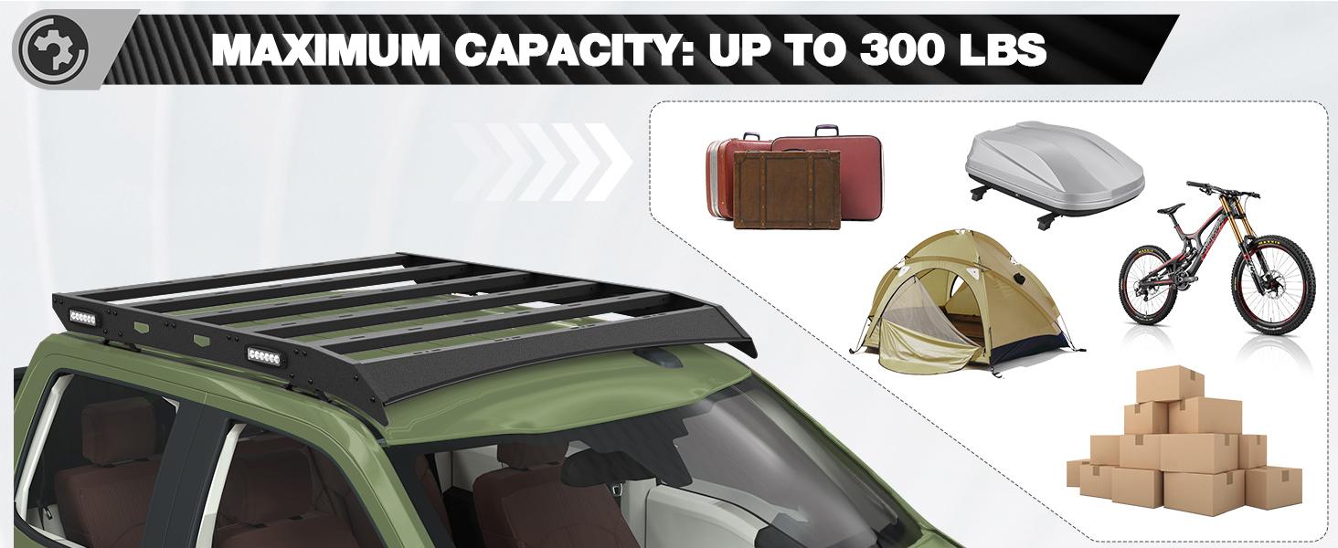 Roof Rack for 2009-2018 Ram 1500, Heavy Duty Steel Roof Cargo Rack, Low Profile Off-Road Roof Platform, 800 lb Load Capacity, Powder Coated Carbon Steel