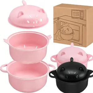 Ramen bowl set, including microwave-safe soup bowl, ramen cooking pot (without bisphenol A), and chopsticks and spoons. A convenient and quick tableware set for easy dining, suitable for Thanksgiving use, Mother's Day gifts, with ample stock available.