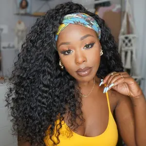 [New In] Wiggins Hair Curly Headband Wigs Human Hair Short Curly Wig Jerry Curly No Lace Glueless Wigs Beginner Friendly DIY Stylist Wig