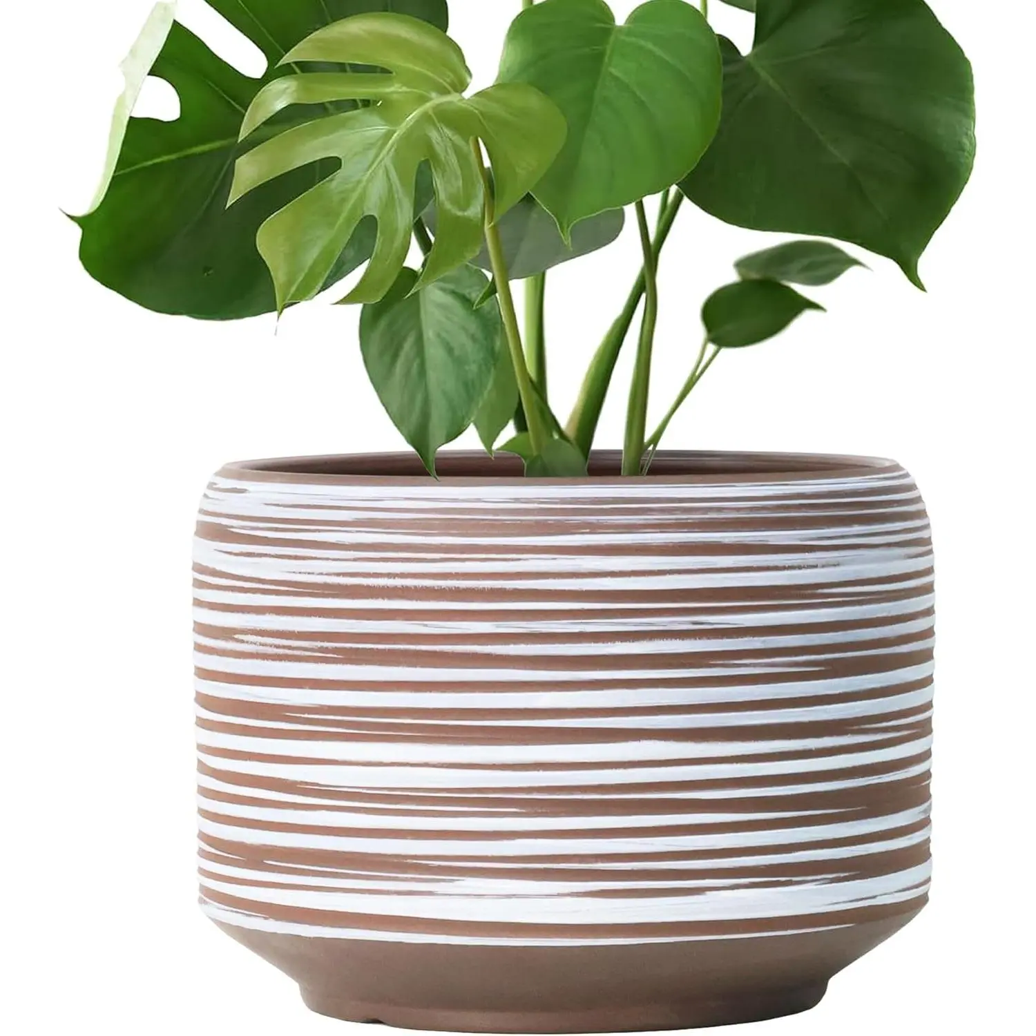 10 Inch Ceramic Plant Pot with Drainage  Large Flower Pot for Indoor  Outdoor Plants, Modern Decorative Planter for Patio, Balcony, Garden, or  Home Decor - TikTok Shop
