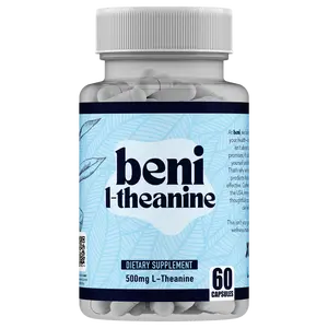 beni L-Theanine 500 mg Capsules | 60 Count | Stress Relief, Calm & Clarity Supplement | Pure L-Theanine for Relaxation, Focus + Mood Support | Dietary Supplement | Vitamins & Minerals for Men's Health | Women's Health | Sleep Support + Energy Fitness