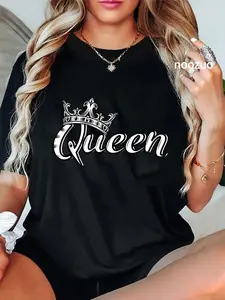 100% Cotton Unisex Crown me font queen T-Shirt queen fashion crown queen Casual Top