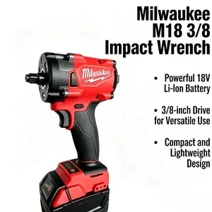Milwaukee FIW212 M18 3/8″ Drive Impact Wrench for Automotive Repair & Assembly Tasks, Designed for Tight Spaces and Fastener Removal, Featuring Compact Build with High Torque Output